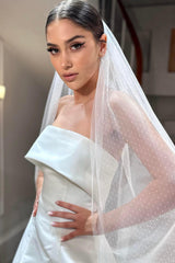 Galea Kırık Beyaz Puantiyeli Vintage Uzun Hayal Tül Duvak - Mediha Cambaz Bridal