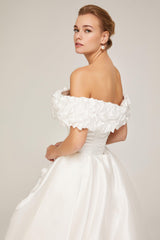 Gatsby Kayık Yaka Saten A Kesim Gelinlik - Mediha Cambaz Bridal