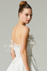 Gibbs Üç Boyut Dantelli Otrişli A Kesim Gelinlik - Mediha Cambaz Bridal