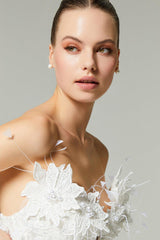 Gibbs Üç Boyut Dantelli Otrişli A Kesim Gelinlik - Mediha Cambaz Bridal