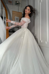 Halona İpek Tül Madonna Yaka A Kesim Gelinlik - Mediha Cambaz Bridal