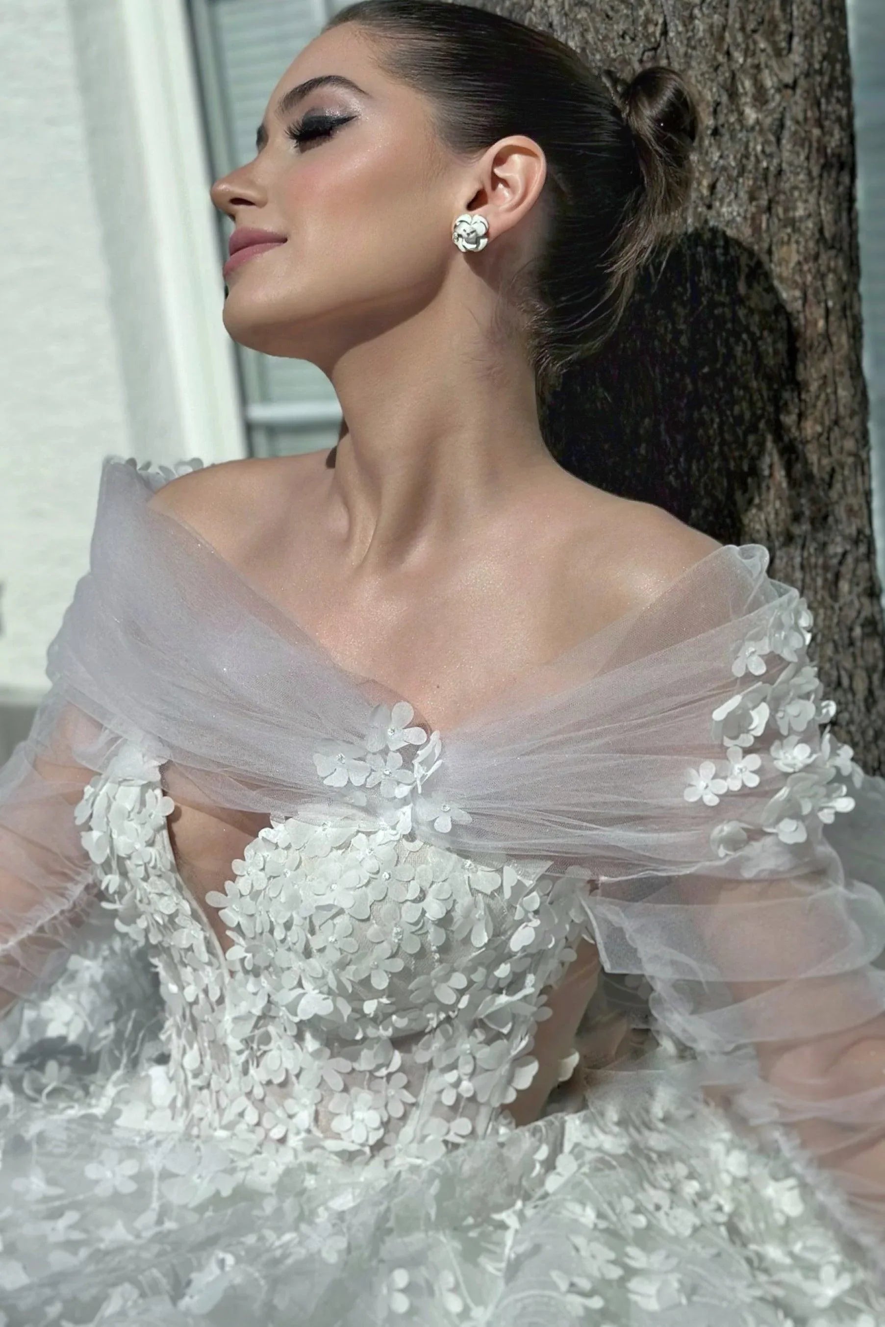 Harper Çiçek Dantelli Prenses Model Gelinlik - Mediha Cambaz Bridal
