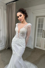 Helga Simli Dantel V Yaka Balık Gelinlik - Mediha Cambaz Bridal