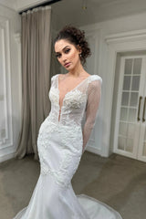 Helga Simli Dantel V Yaka Balık Gelinlik - Mediha Cambaz Bridal