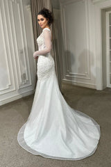 Helga Simli Dantel V Yaka Balık Gelinlik - Mediha Cambaz Bridal