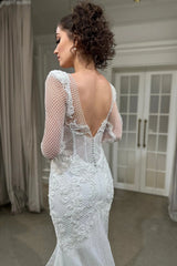 Helga Simli Dantel V Yaka Balık Gelinlik - Mediha Cambaz Bridal