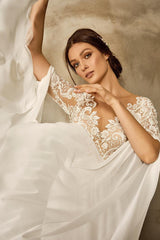 Hellene Şifon Helen Sade Düz Kesim Gelinlik - Mediha Cambaz Bridal