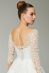 Hermione Boncuk İşlemeli Dantelli A Kesim Gelinlik - Mediha Cambaz Bridal