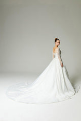 Hermione Boncuk İşlemeli Dantelli A Kesim Gelinlik - Mediha Cambaz Bridal