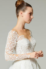 Hermione Boncuk İşlemeli Dantelli A Kesim Gelinlik - Mediha Cambaz Bridal