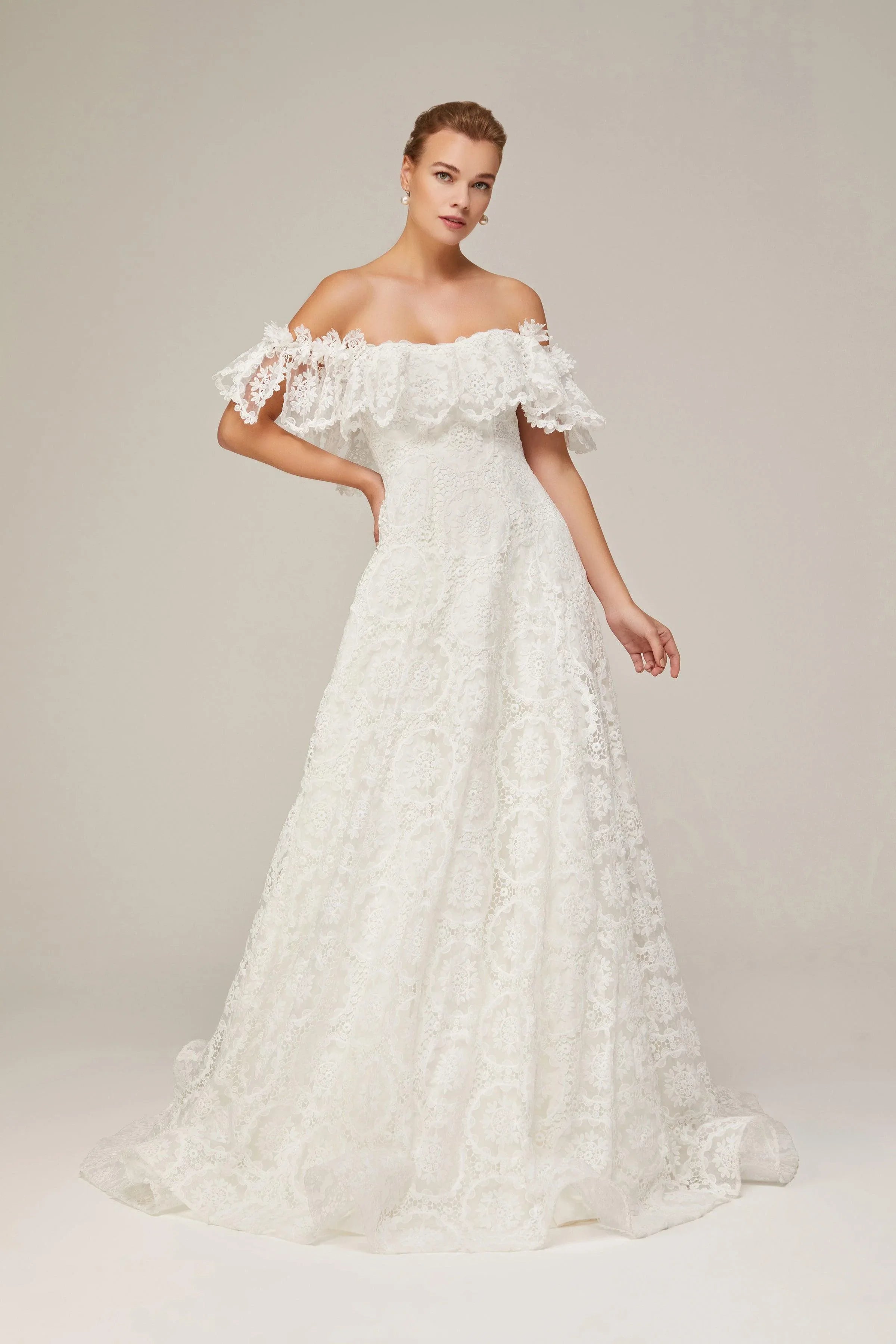 Hermosa Dantel Vintage Düz Kesim Gelinlik - Mediha Cambaz Bridal