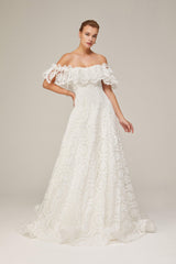 Hermosa Dantel Vintage Düz Kesim Gelinlik - Mediha Cambaz Bridal