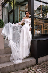 Hila Kalp Yaka İpek Tül Korsajlı A Kesim Gelinlik - Mediha Cambaz Bridal