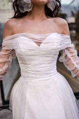 Hila Kalp Yaka İpek Tül Korsajlı A Kesim Gelinlik - Mediha Cambaz Bridal