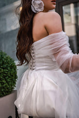 Hila Kalp Yaka İpek Tül Korsajlı A Kesim Gelinlik - Mediha Cambaz Bridal