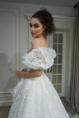 Hollie Dantel Balon Kol A Kesim Gelinlik - Mediha Cambaz Bridal