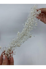 İncili Çiçekli Kristalli Taşlı Bride Saç Aksesuarı - Mediha Cambaz Bridal