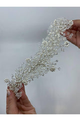 İncili Çiçekli Kristalli Taşlı Bride Saç Aksesuarı - Mediha Cambaz Bridal