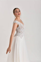 India Üç Boyut Dantel Tül A Kesim Gelinlik - Mediha Cambaz Bridal