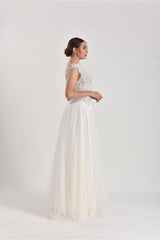 India Üç Boyut Dantel Tül A Kesim Gelinlik - Mediha Cambaz Bridal