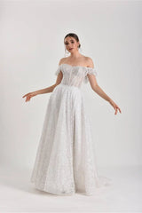 Isabel Çiçekli Dantel A Kesim Gelinlik - Mediha Cambaz Bridal
