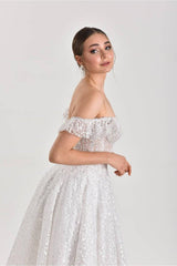 Isabel Çiçekli Dantel A Kesim Gelinlik - Mediha Cambaz Bridal