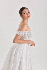 Isabel Çiçekli Dantel A Kesim Gelinlik - Mediha Cambaz Bridal