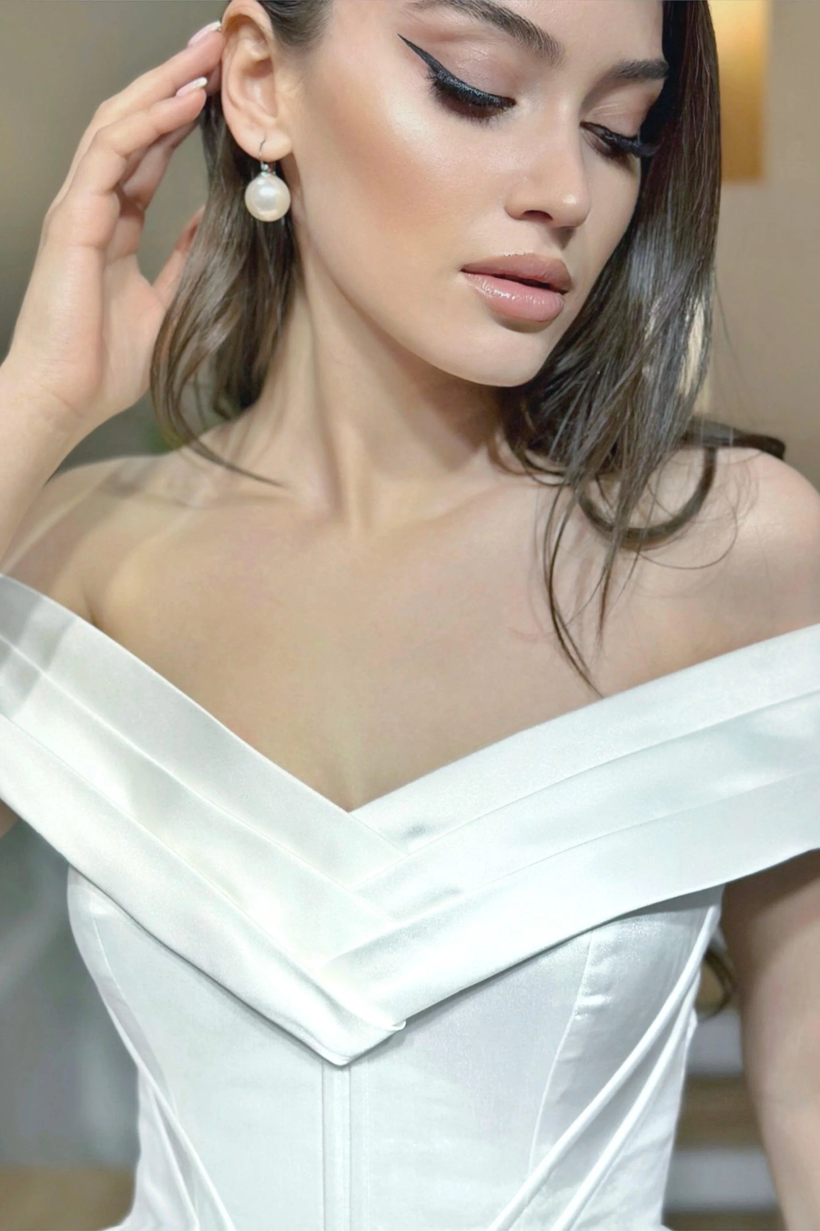 Ivette Saten Drapeli A Kesim Gelinlik - Mediha Cambaz Bridal