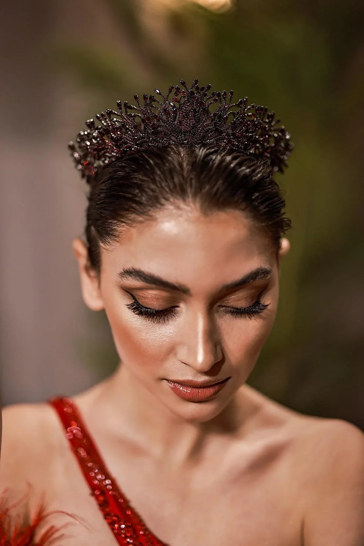 Jadis Kristal Detaylı Zirkon Taşlı Kına Tacı - Mediha Cambaz Bridal