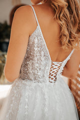 Jasmine Kasnak Üç Boyut Dantel A Kesim Gelinlik - Mediha Cambaz Bridal