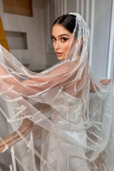 Jessica Dantel İşlemeli Özel Tasarım Hayal Tül Duvak - Mediha Cambaz Bridal