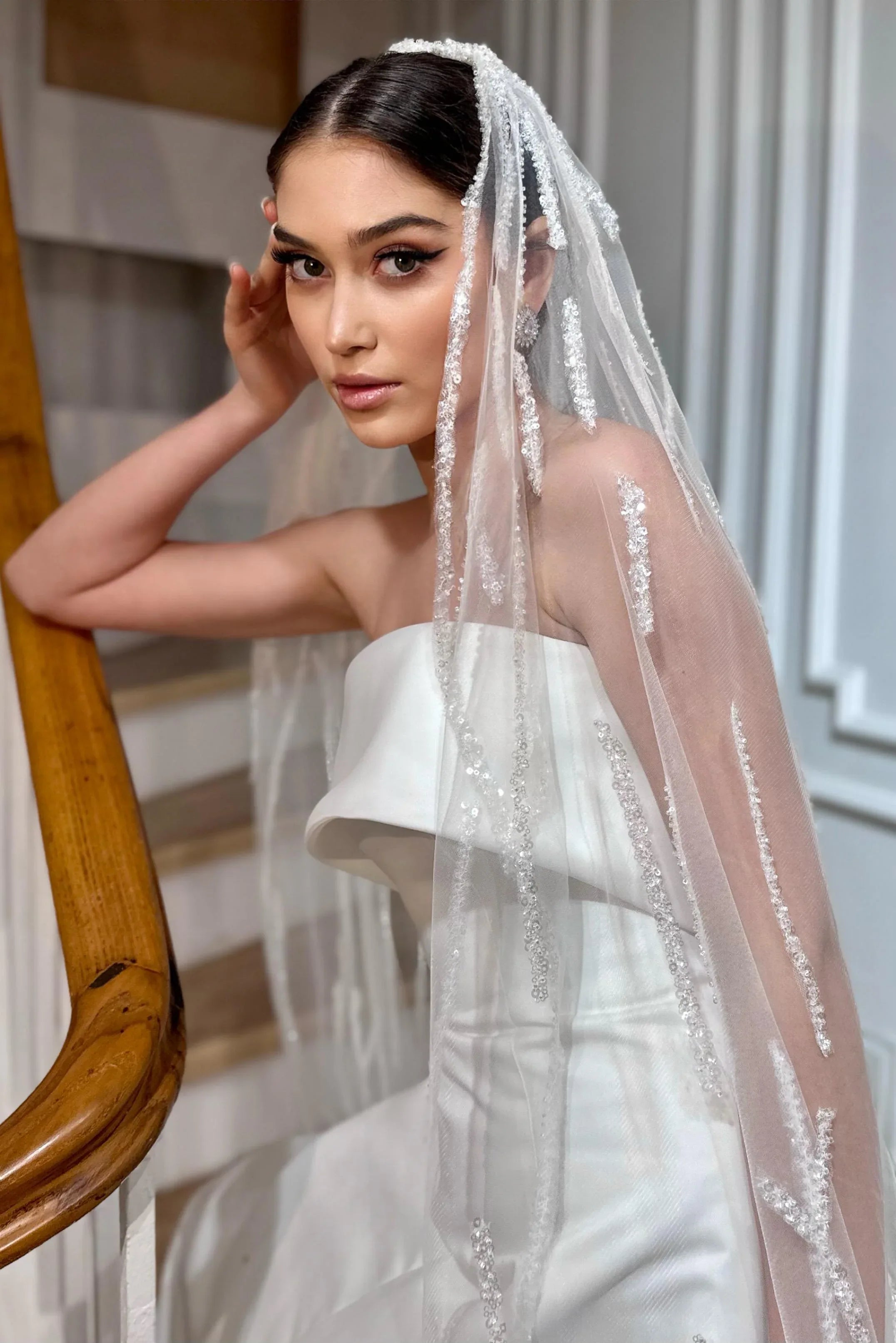 Jessica Dantel İşlemeli Özel Tasarım Hayal Tül Duvak - Mediha Cambaz Bridal