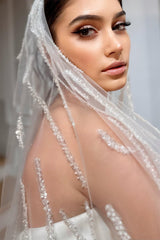 Jessica Dantel İşlemeli Özel Tasarım Hayal Tül Duvak - Mediha Cambaz Bridal