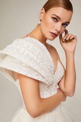 Jorja Taş İşleme Simli Prenses Model Gelinlik - Mediha Cambaz Bridal