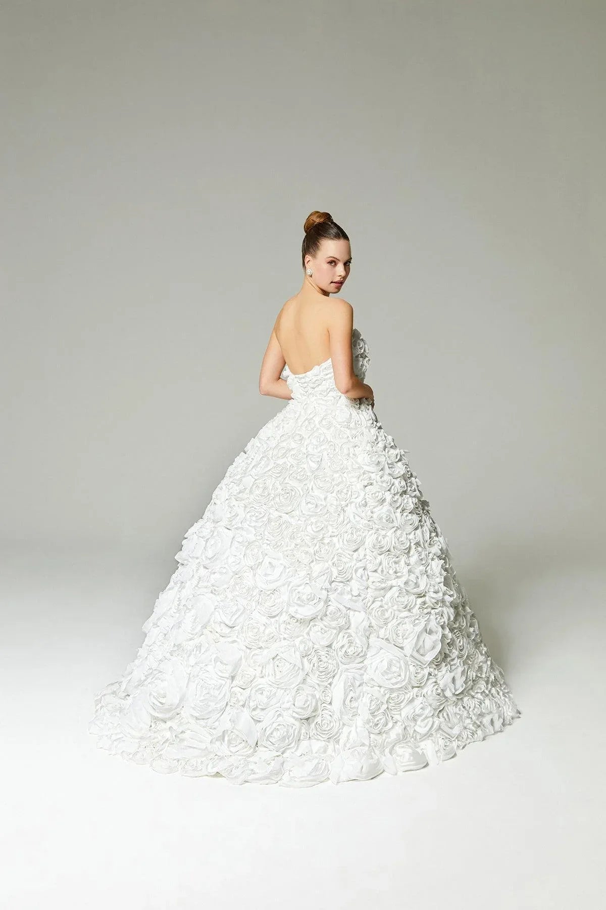 Jory Gül Kaplı Straplez Prenses Gelinlik - Mediha Cambaz Bridal