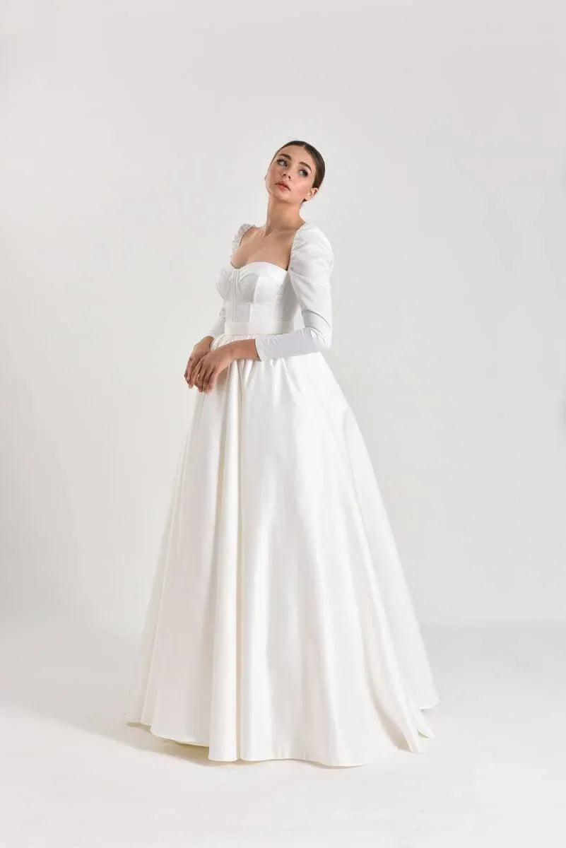 Juliet Gigot Kol Saten Prenses Model Gelinlik - Mediha Cambaz Bridal