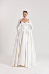 Juliet Gigot Kol Saten Prenses Model Gelinlik - Mediha Cambaz Bridal