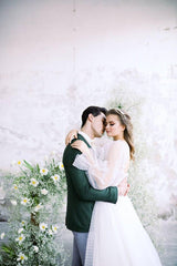 Karen Puan Drapeli Balon Kol A Kesim Gelinlik - Mediha Cambaz Bridal