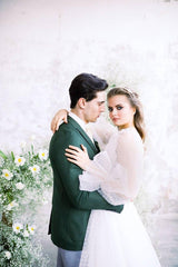 Karen Puan Drapeli Balon Kol A Kesim Gelinlik - Mediha Cambaz Bridal