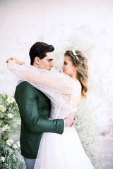 Karen Puan Drapeli Balon Kol A Kesim Gelinlik - Mediha Cambaz Bridal