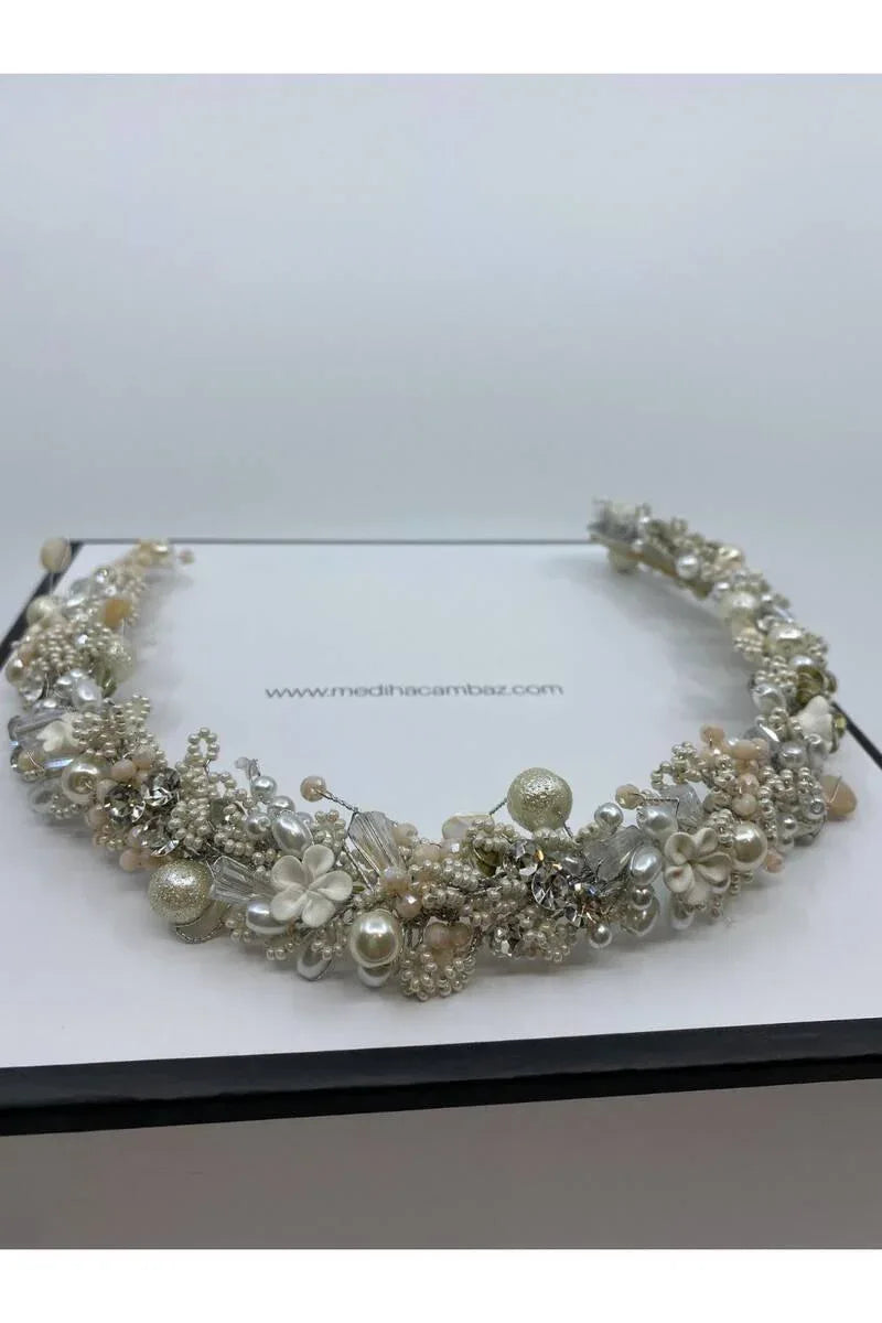 Karışık Materyalli Özel Tasarım Saç Aksesuarı - Mediha Cambaz Bridal