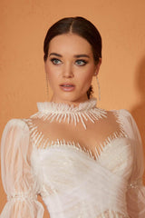 Katie Balon Kol Dantel A Kesim Gelinlik - Mediha Cambaz Bridal