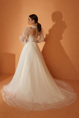 Katie Balon Kol Dantel A Kesim Gelinlik - Mediha Cambaz Bridal