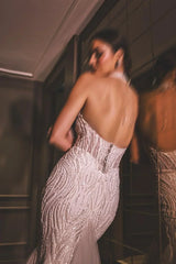 Keila Halter Yaka Dantel İşlemeli Balık Gelinlik - Mediha Cambaz Bridal