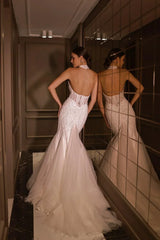 Keila Halter Yaka Dantel İşlemeli Balık Gelinlik - Mediha Cambaz Bridal