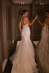 Keila Halter Yaka Dantel İşlemeli Balık Gelinlik - Mediha Cambaz Bridal