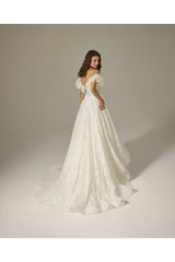 Kelly Fırfırlı Kol Vintage A Kesim Gelinlik - Mediha Cambaz Bridal