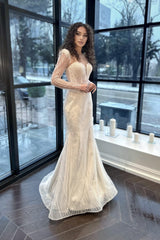 Kenndey İşlemeli Dantel M Yaka Balık Gelinlik - Mediha Cambaz Bridal