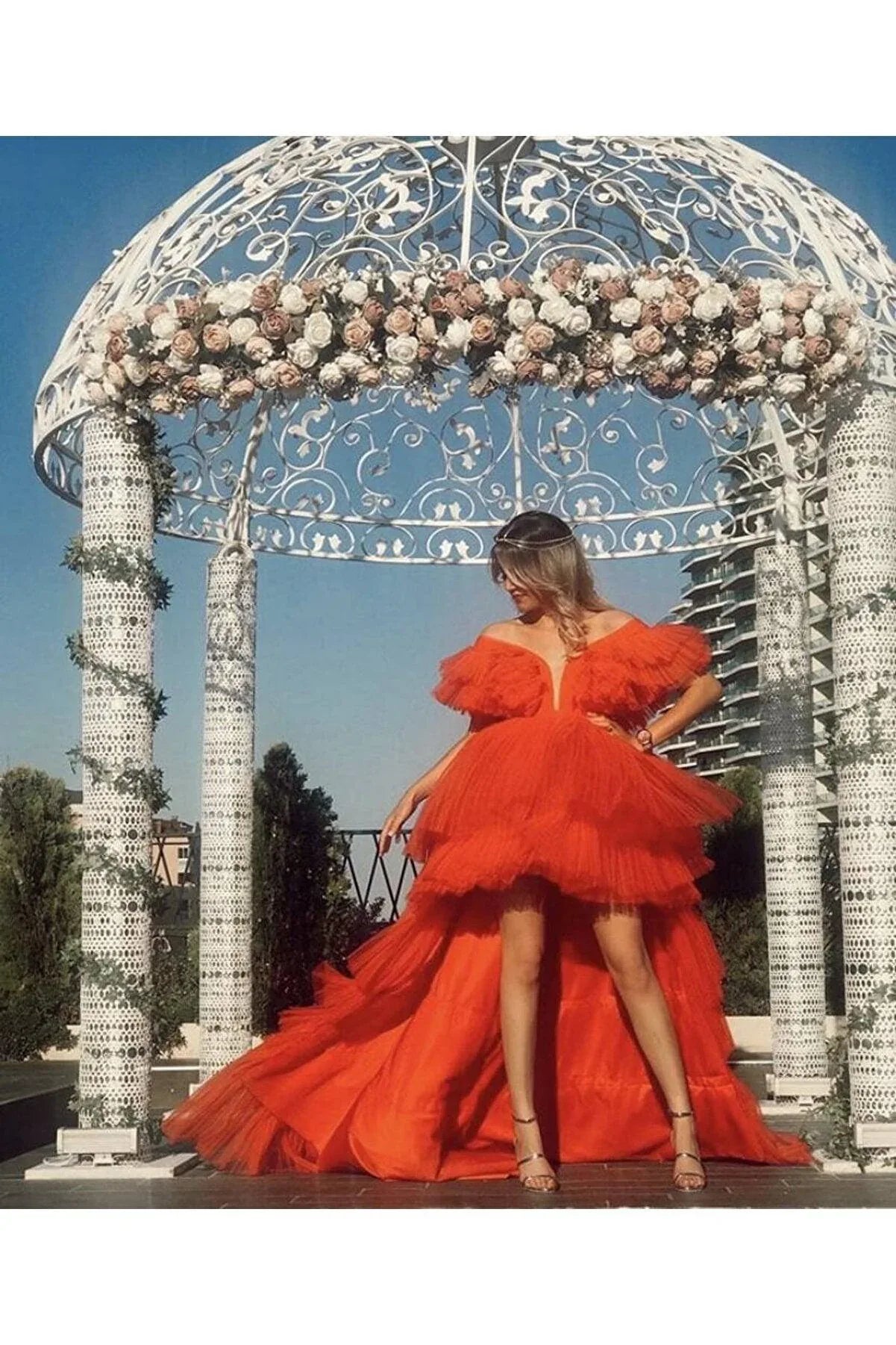 Kleopatra Önü Kısa Arkası Uzun Tül Elbise - Mediha Cambaz Bridal