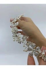 Kristal Taşlı ve İnci Çiçekli Saç Aksesuarı - Mediha Cambaz Bridal